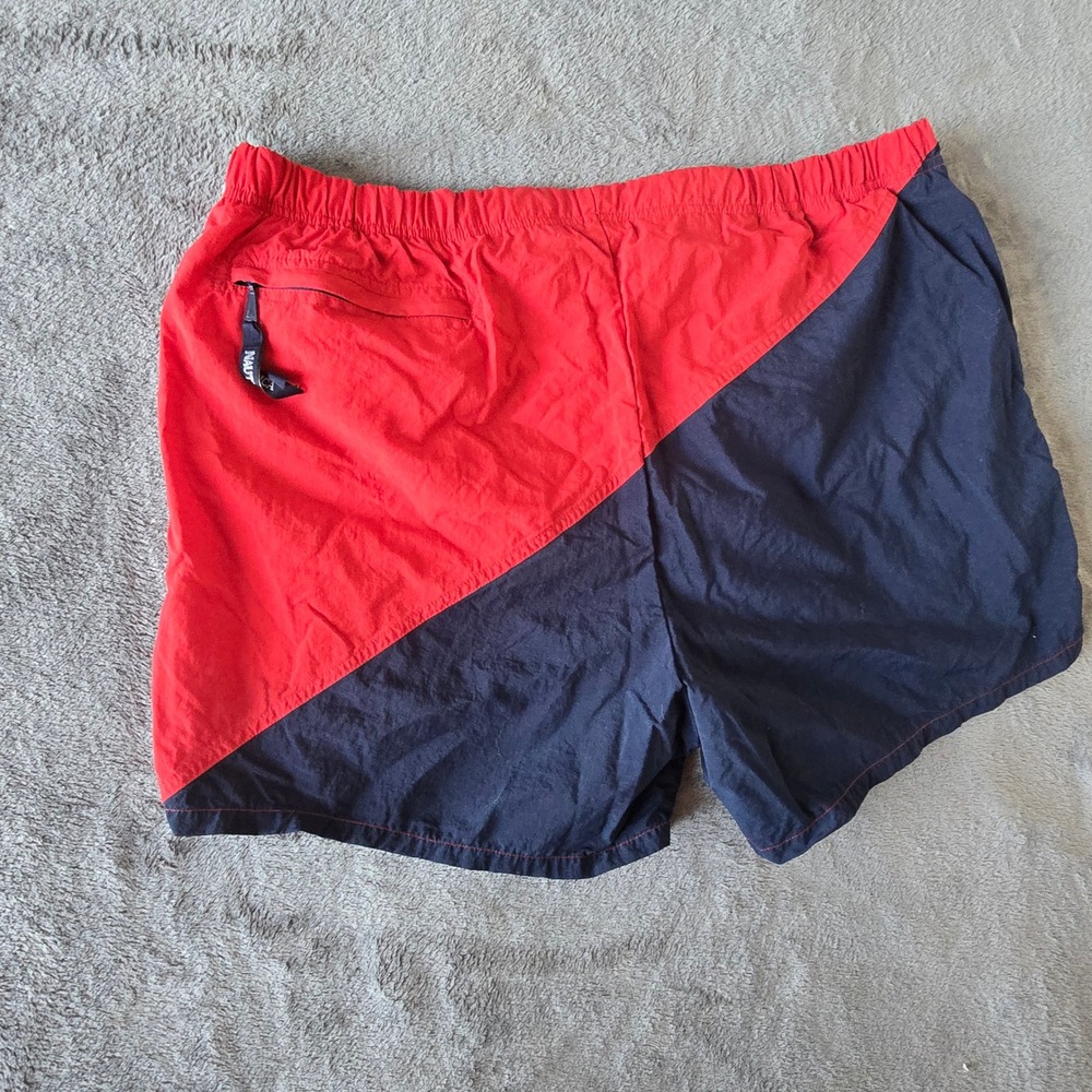 Nautica N95 Sailsport 219 Colorblock Swim Trunks Men's L Red Navy Mesh Lined VTG - Picture 10 of 16